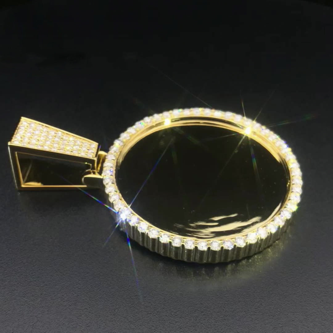Hip Hop Heart Wings Pure White Yellow Moissanite Diamond Gem Memory Photo Frame Pendant agahiphop