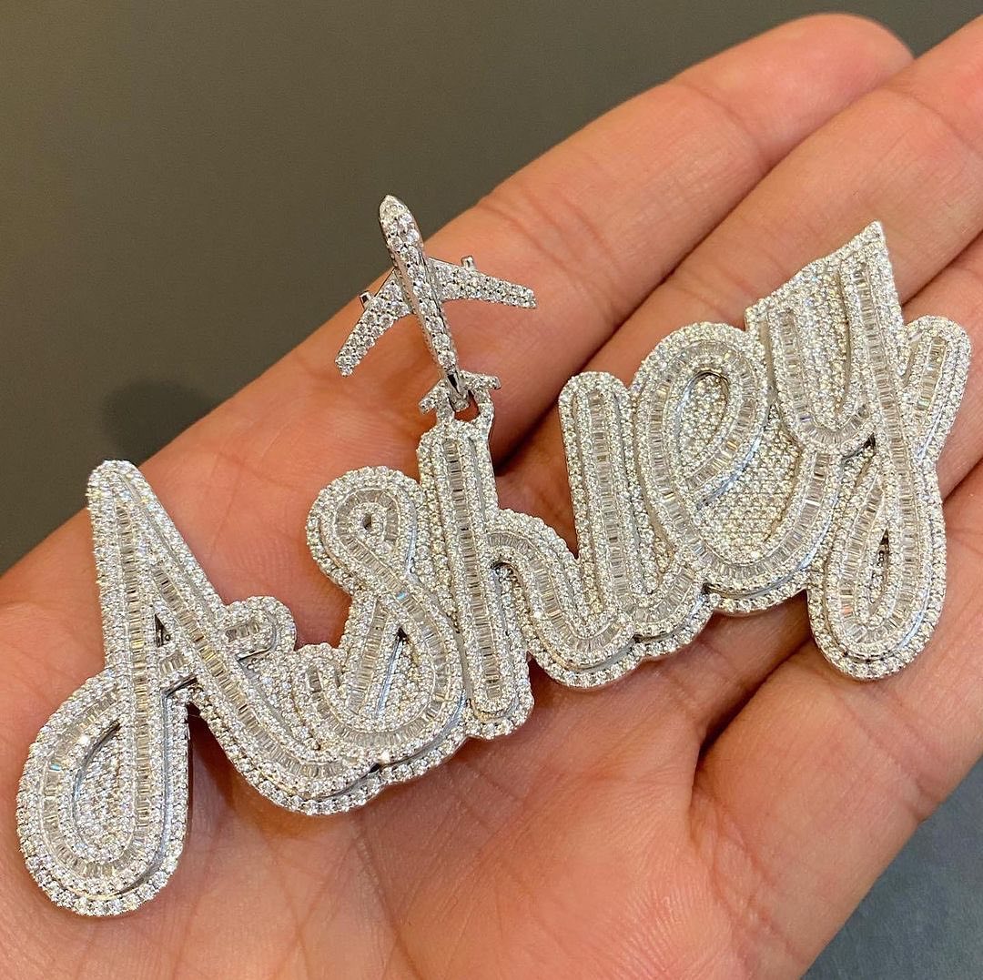 VVS Moissanite Iced Out Letter Initial Name Jewelry Personalized Moissanite Custom Pendant agahiphop