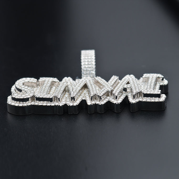 Customized high-quality luxury Hip Hop Iced Moissanite Diamond Rapper Letter Name Pendant agahiphop