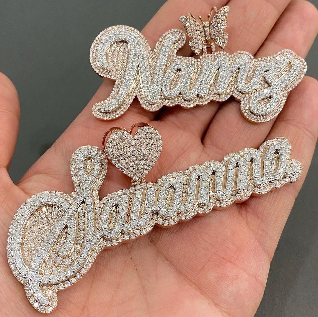 VVS Moissanite Iced Out Letter Initial Name Jewelry Personalized Moissanite Custom Pendant agahiphop