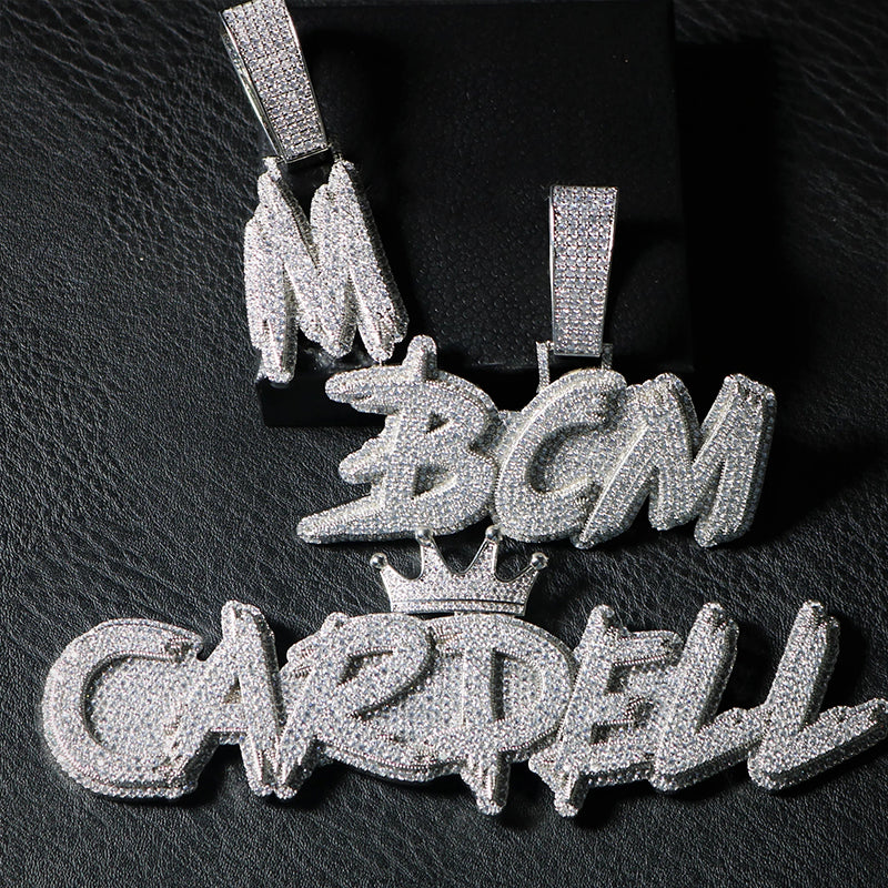 Men Fashion Custom Silver Hip Hop Iced out Gra Certificate D Color Vvs Moissanite Letter Pendant Necklace agahiphop