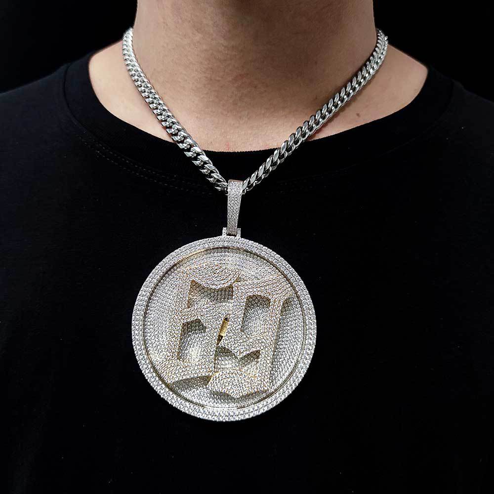 Custom Moissanite Diamond Number 69 Rotatable Pendant agahiphop