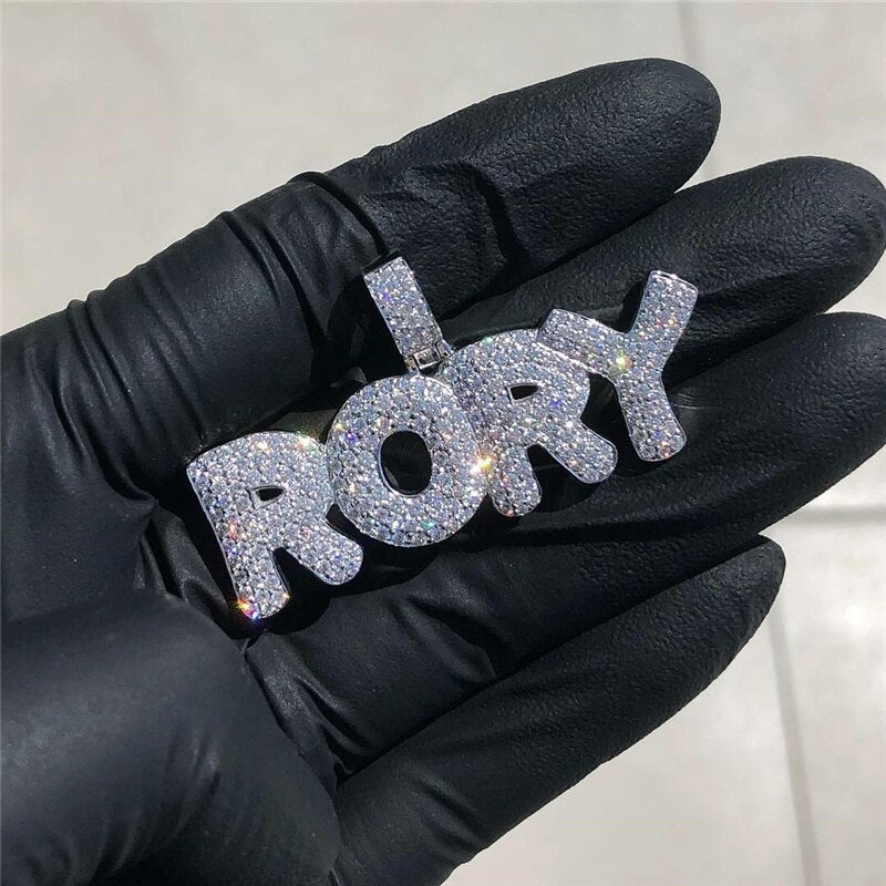 Custom Moissanite Jewelry S925 Cross Memory Letter Name Pendant agahiphop