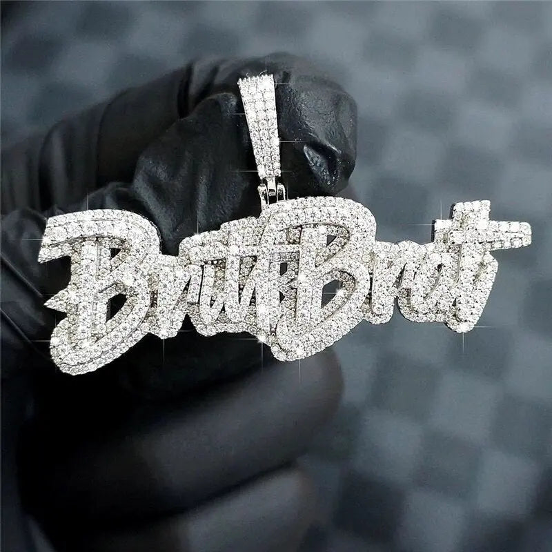 Custom Hip Hop Sterling Silver Jewelry Iced Out Men Charms Moissanite Diamonds Letter Pendants
