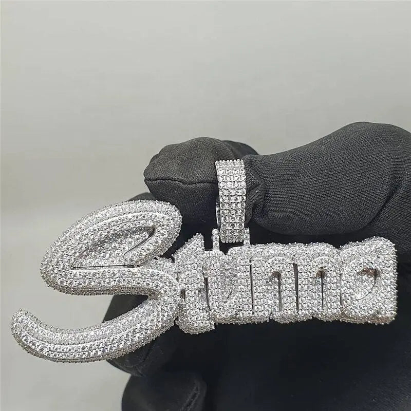 Custom Hip Hop Sterling Silver Jewelry Iced Out Men Charms Moissanite Diamonds Letter Pendants