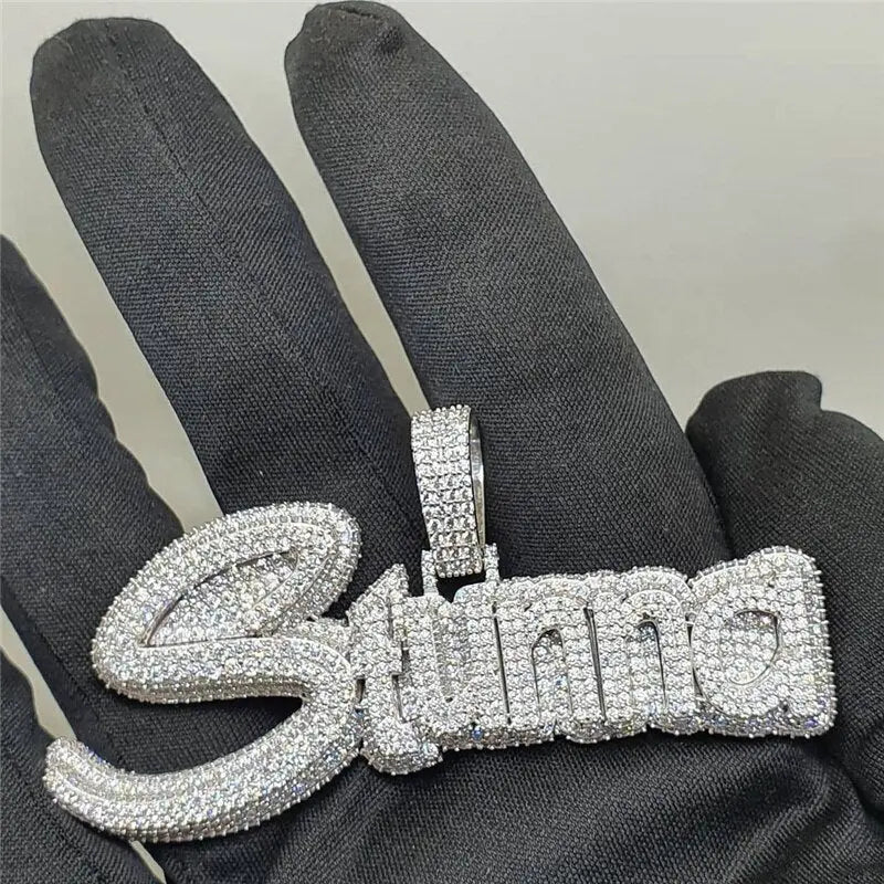 Custom Hip Hop Sterling Silver Jewelry Iced Out Men Charms Moissanite Diamonds Letter Pendants