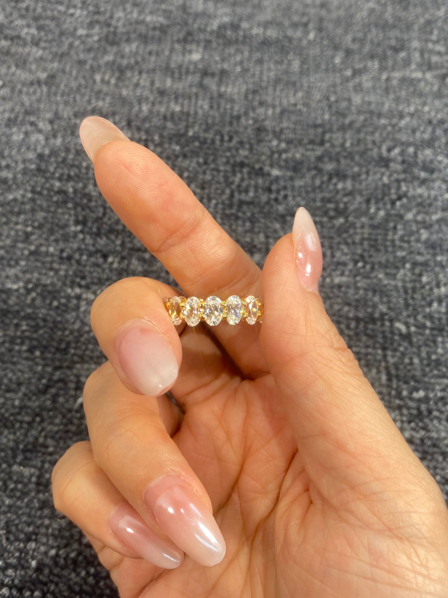 S925 Sterling Silver Oval Lab Grown Ring For Women