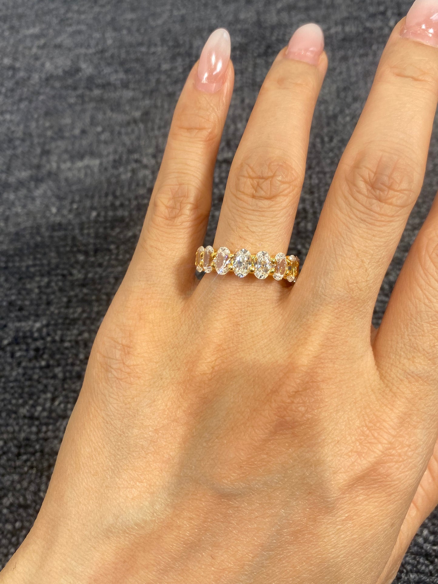 S925 Sterling Silver Oval Lab Grown Ring For Women