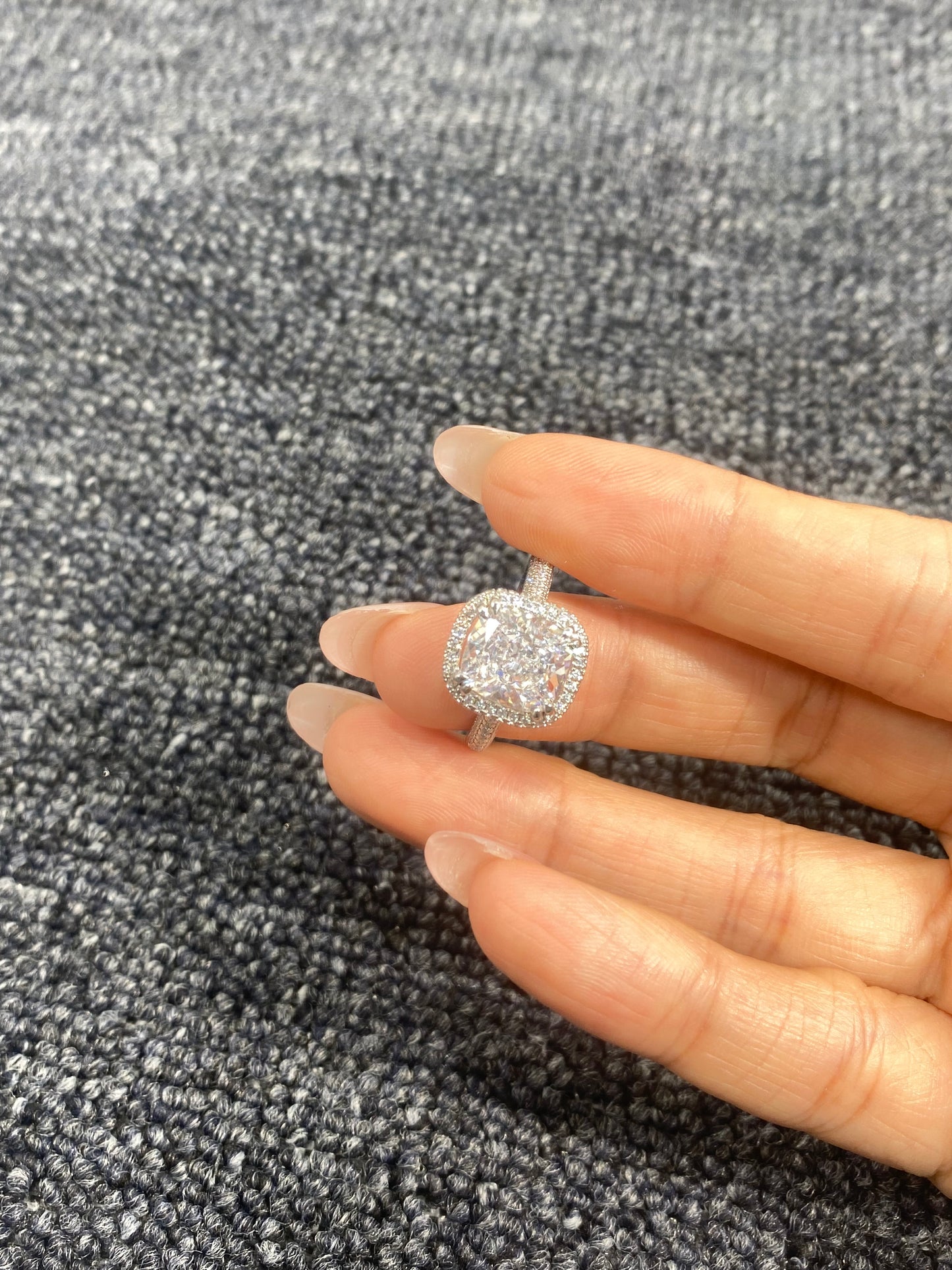 S925 Sterling Silver 3CT Halo Lab Grown Ring For Women