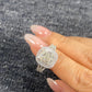 S925 Sterling Silver 3CT Halo Cut Lab Grown Ring For Women