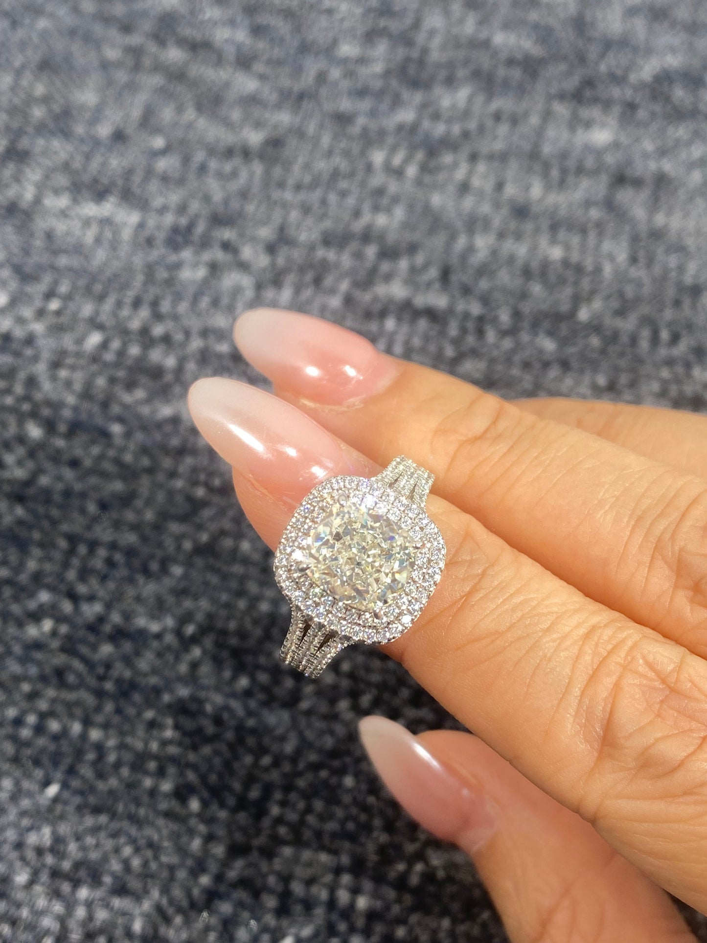 S925 Sterling Silver 3CT Halo Cut Lab Grown Ring For Women