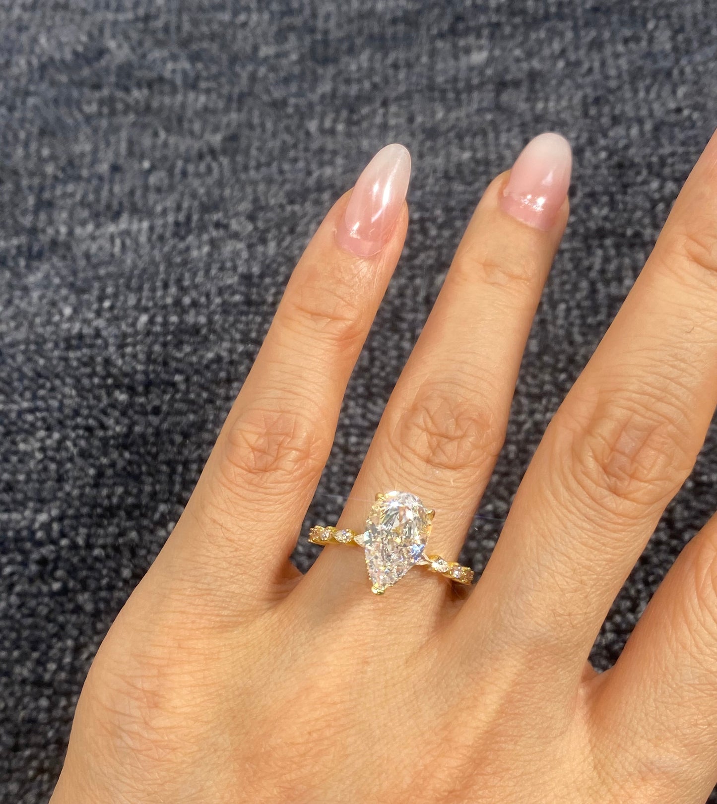 S925 Sterling Silver 2CT Drop Cut Lab Grown Diamond Ring For Women