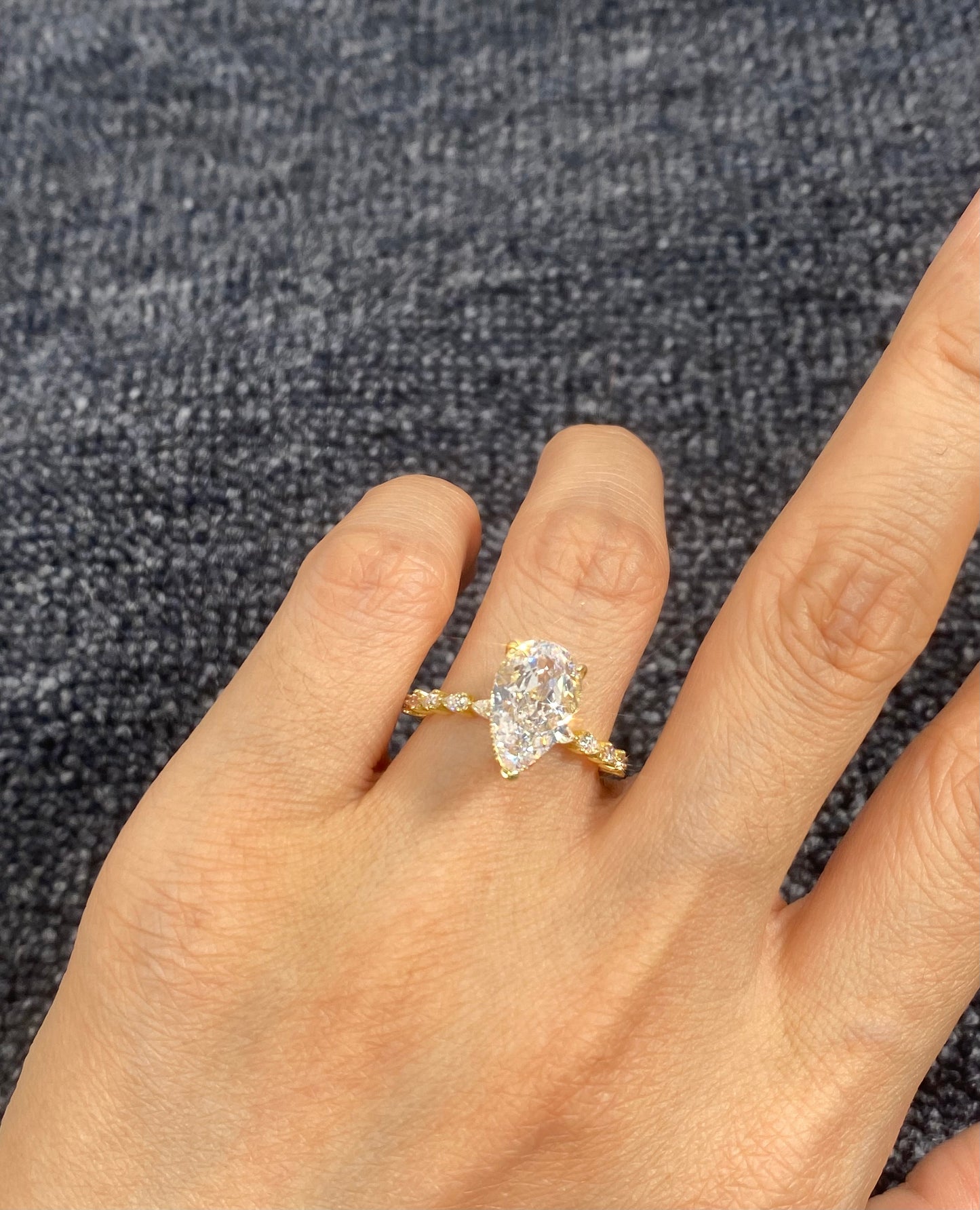 S925 Sterling Silver 2CT Drop Cut Lab Grown Diamond Ring For Women