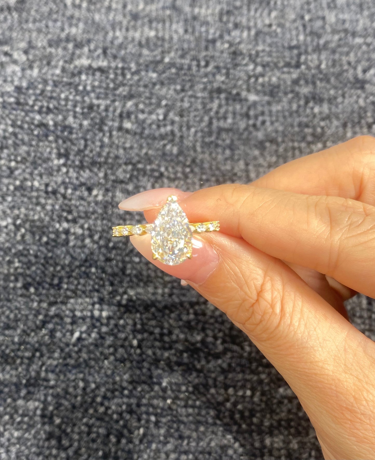 S925 Sterling Silver 2CT Drop Cut Lab Grown Diamond Ring For Women