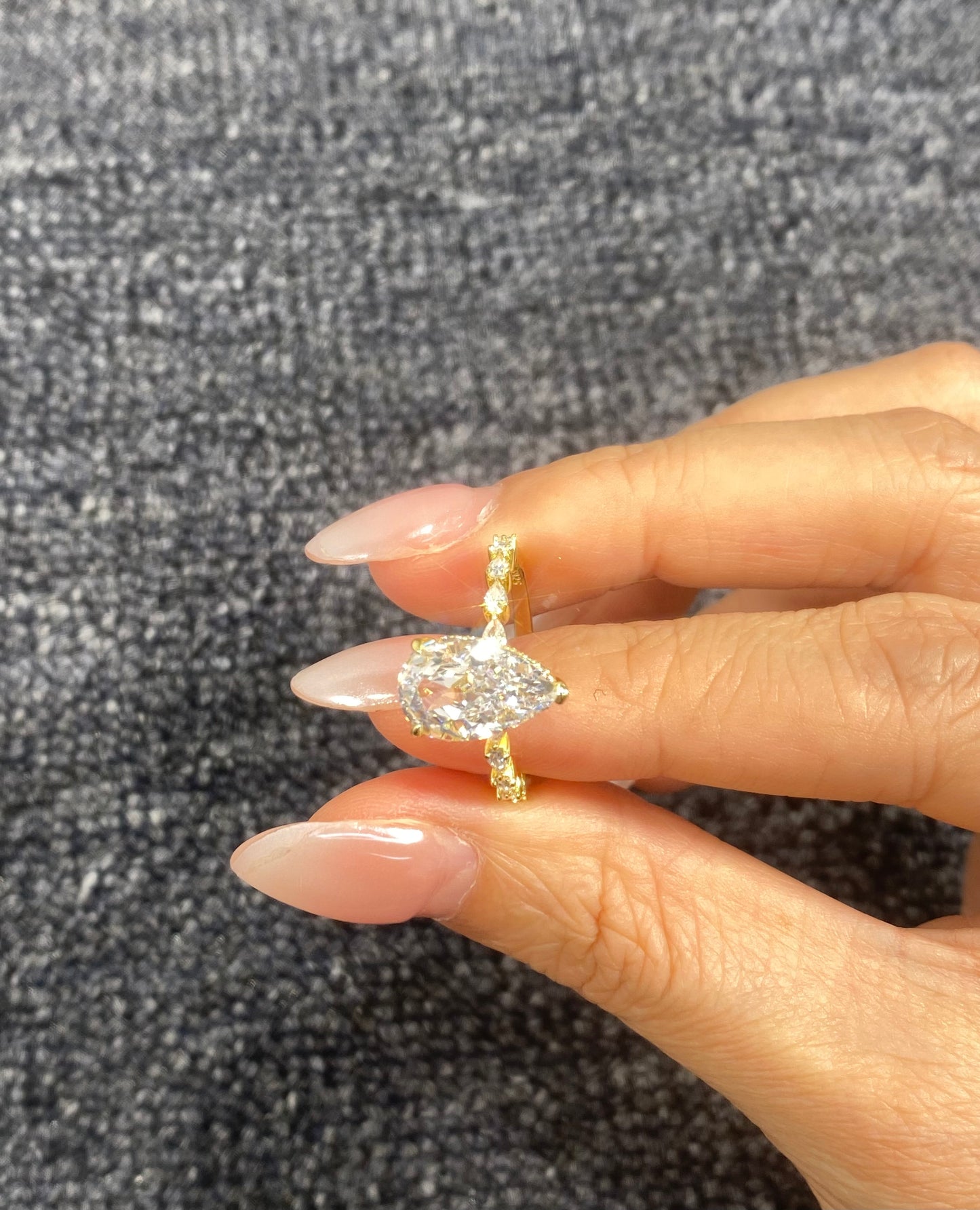 S925 Sterling Silver 2CT Drop Cut Lab Grown Diamond Ring For Women