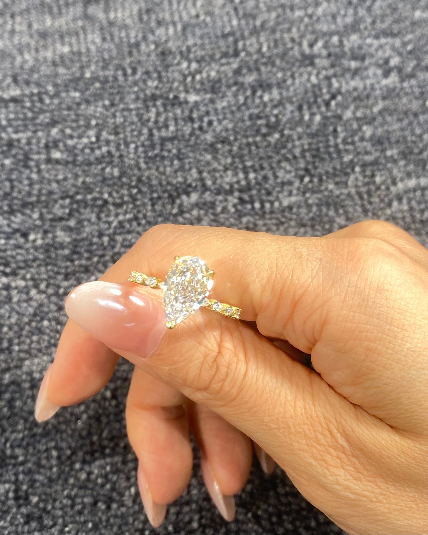 S925 Sterling Silver 2CT Drop Cut Lab Grown Diamond Ring For Women