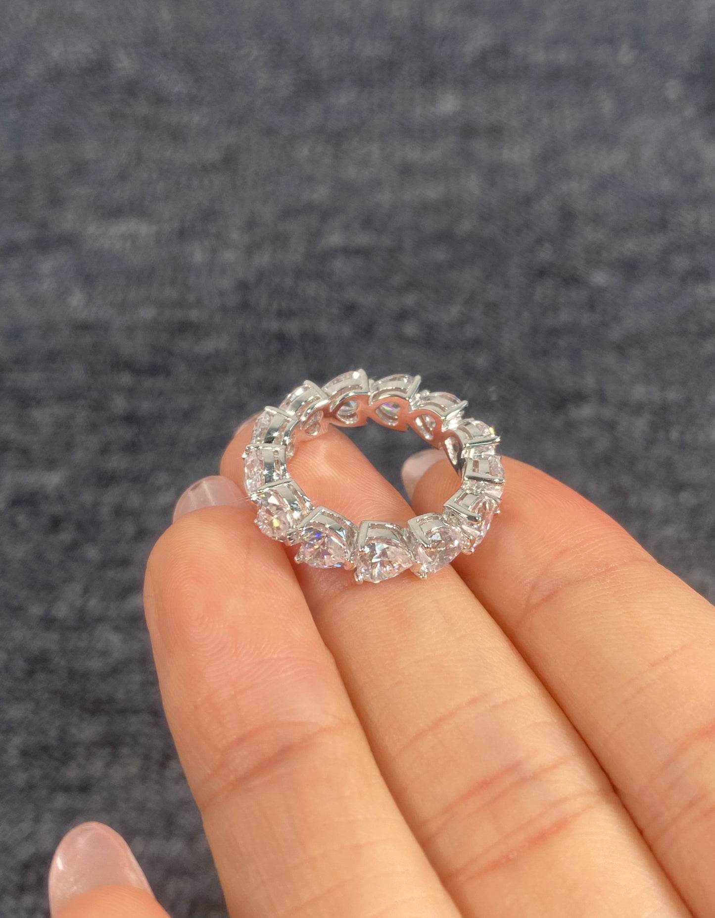 S925 Sterling Silver Total 2CT Heart Cut Lab Grown Diamond Ring For Women