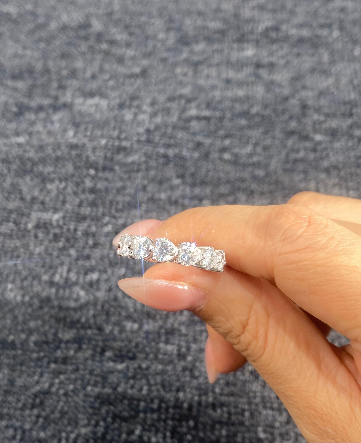 S925 Sterling Silver Total 2CT Heart Cut Lab Grown Diamond Ring For Women