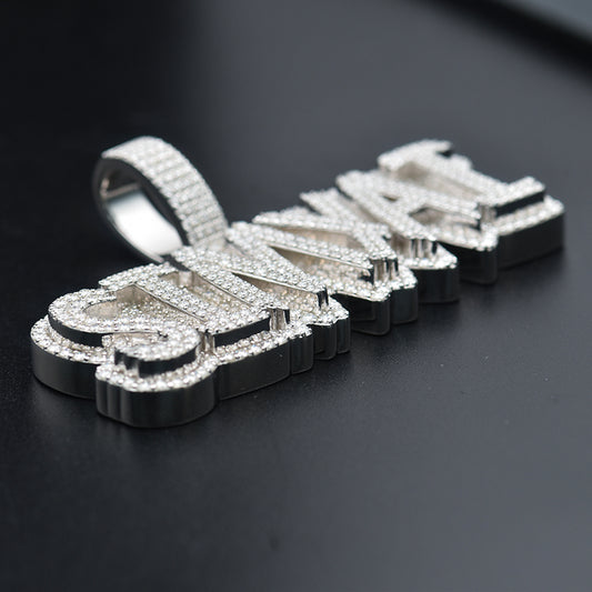 Customized high-quality luxury Hip Hop Iced Moissanite Diamond Rapper Letter Name Pendant agahiphop