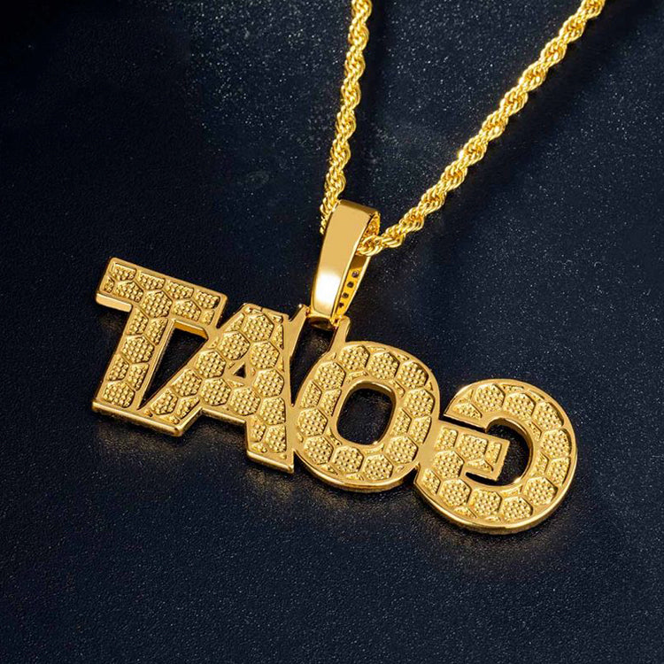 Hip Hop Iced out Gota Letters  Plate Yellow White Moissanite Diamond Gem Pendant Necklace agahiphop