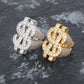 New Design Silver Gold Dollar Symbol Moissanite Hip Hop Jewelry Punk Ring agahiphop