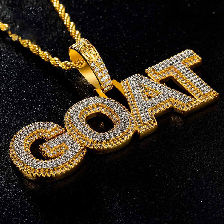 Hip Hop Iced out Gota Letters  Plate Yellow White Moissanite Diamond Gem Pendant Necklace agahiphop