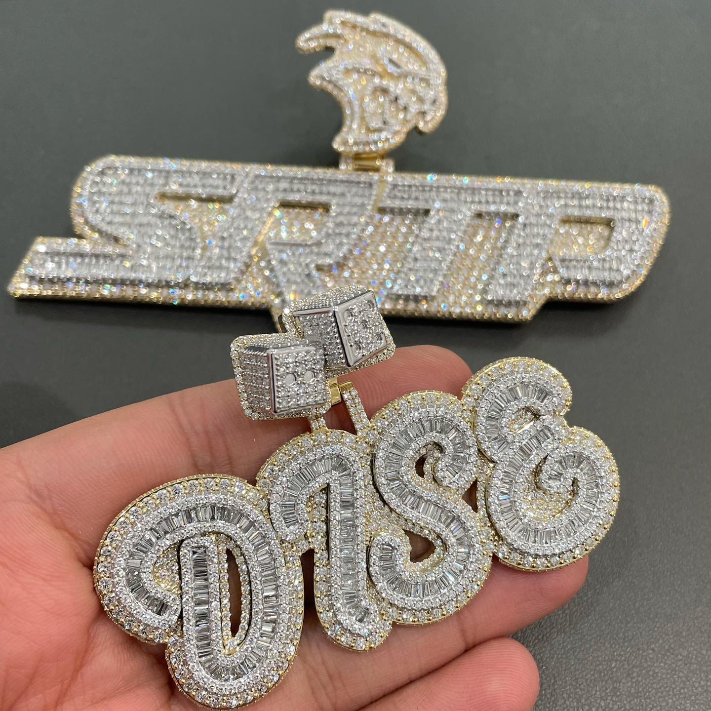 Custom iced deals out name pendant