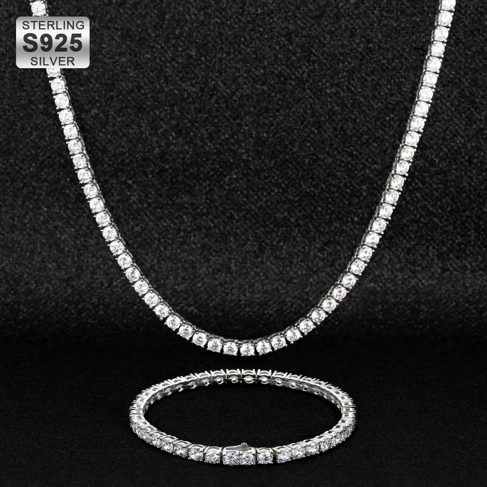 4mm 925 Silver Moissanite Necklace - agahiphop