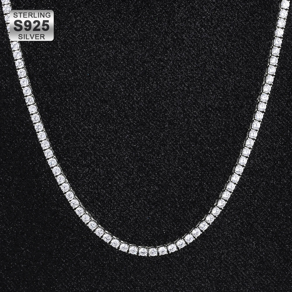 4mm 925 Silver Moissanite Necklace - agahiphop