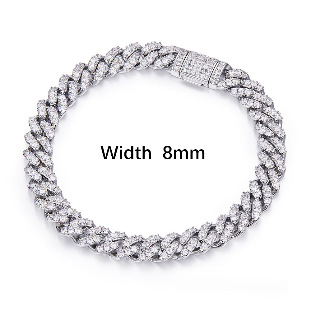 Women Men S925 Silver D Vvs Moissanite Diamond Iced out Cuban Link Chain 6mm 8mm 10mm 12mm 14mm 7 to 26 inches Bracelet Necklace agahiphop