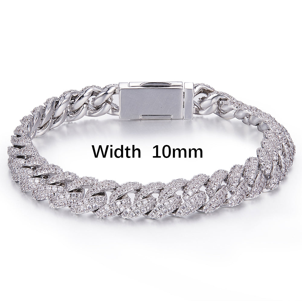 Women Men S925 Silver D Vvs Moissanite Diamond Iced out Cuban Link Chain 6mm 8mm 10mm 12mm 14mm 7 to 26 inches Bracelet Necklace agahiphop