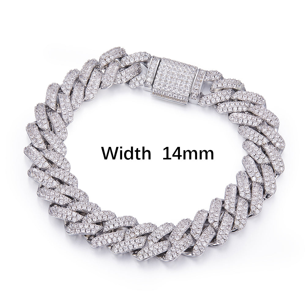 Women Men S925 Silver D Vvs Moissanite Diamond Iced out Cuban Link Chain 6mm 8mm 10mm 12mm 14mm 7 to 26 inches Bracelet Necklace agahiphop