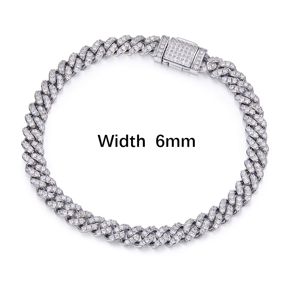 Women Men S925 Silver D Vvs Moissanite Diamond Iced out Cuban Link Chain 6mm 8mm 10mm 12mm 14mm 7 to 26 inches Bracelet Necklace agahiphop