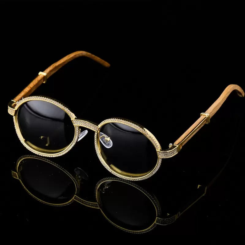 Hip Hop Iced Out  Metal Wood Glasses frame