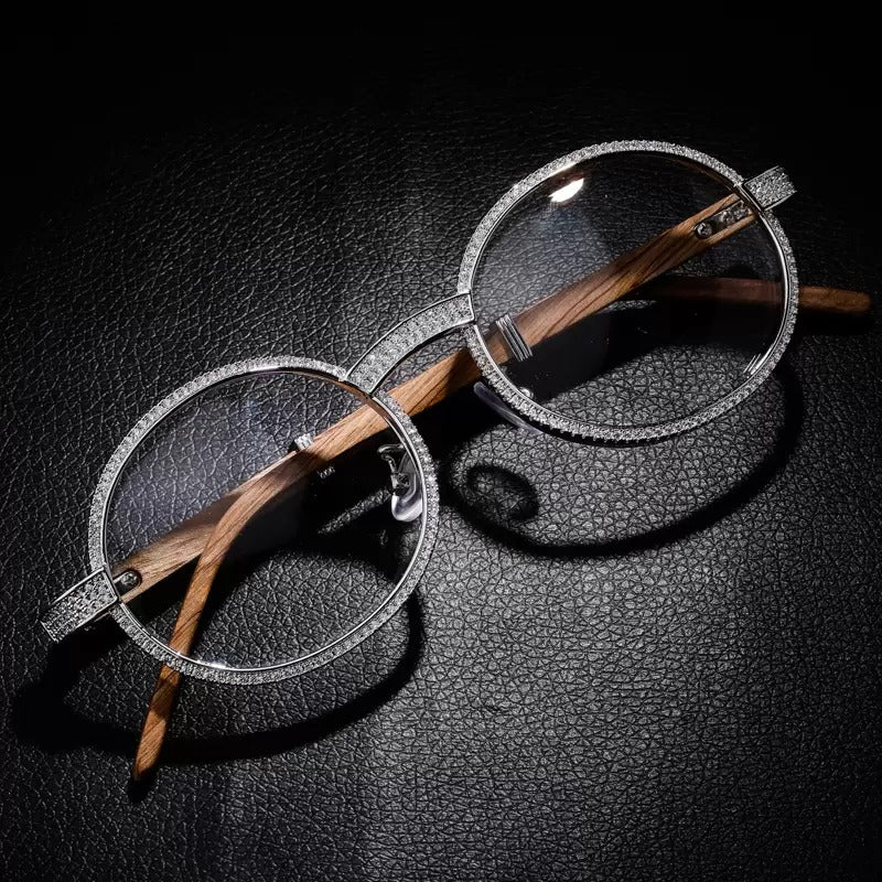Hip Hop Iced Out  Metal Wood Glasses frame