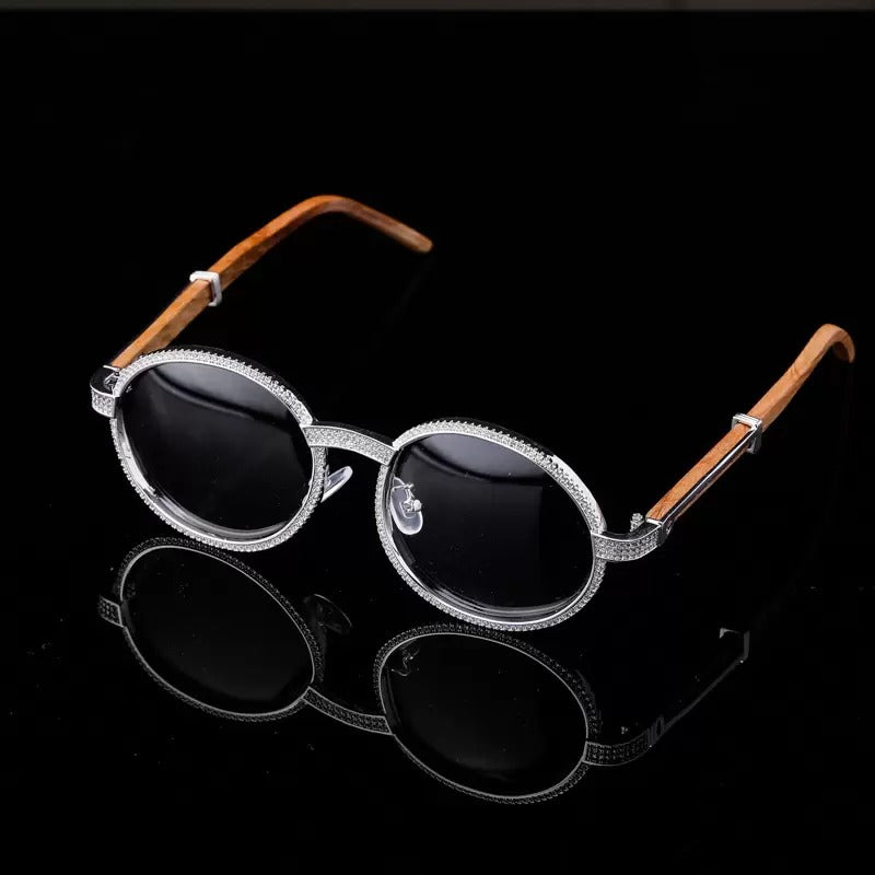Hip Hop Iced Out  Metal Wood Glasses frame